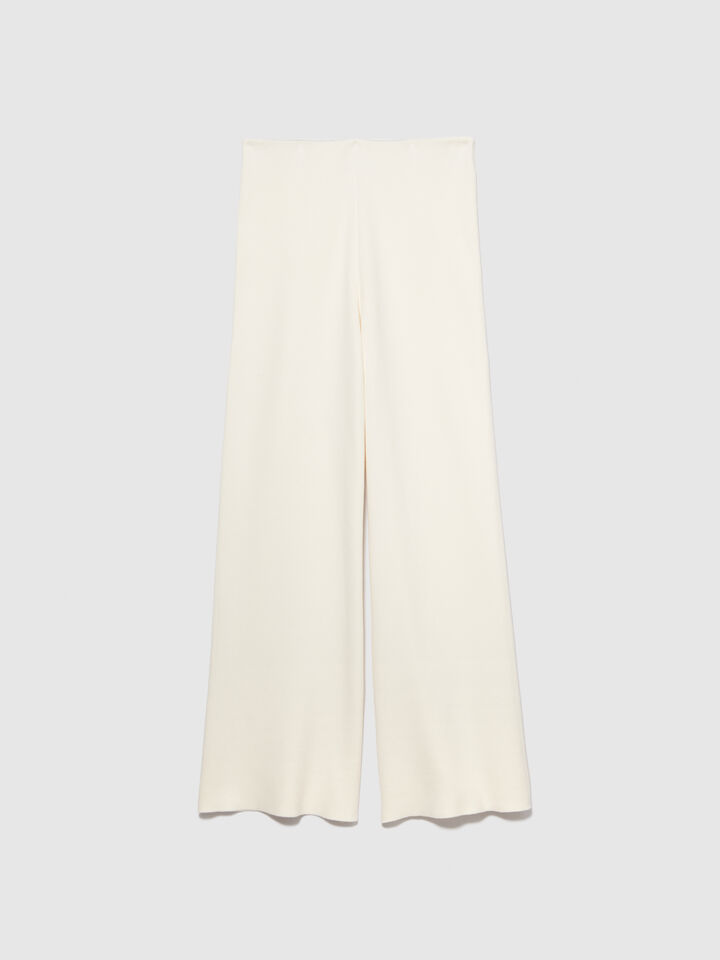 Knit trousers - women's palazzo trousers - Creamy White | Sisley image number 6